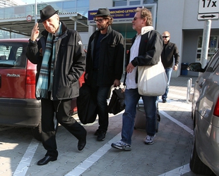 Bratislava airport - Leonard Cohen (76) arrived by private jet to Bratislava.jpg